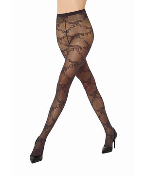 Floral Lace - Tights - 4870 dark wood