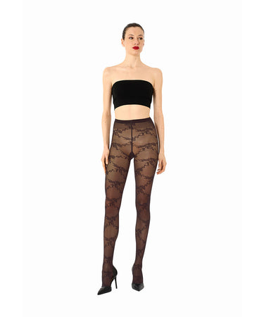 Floral Lace - Tights - 4870 dark wood