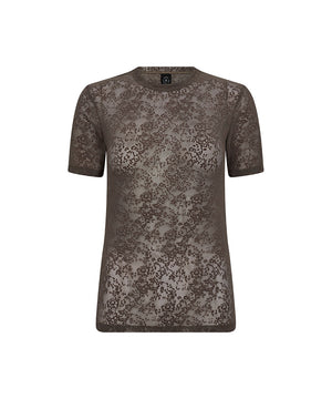 Hype the Detail - Lace Tee, Slim - 2 Brun
