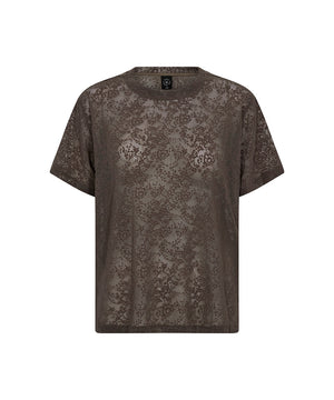 Hype the Detail - Lace Tee Oversiz - 2 Brun