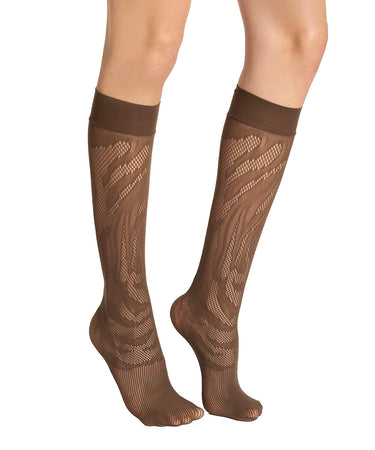 Rosebloom Net - Knee Highs & Overknees - 4884 roasted tea