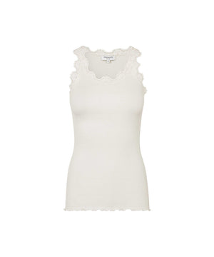 Babette - Silk SL U-neck Lace Top - 037 ivory