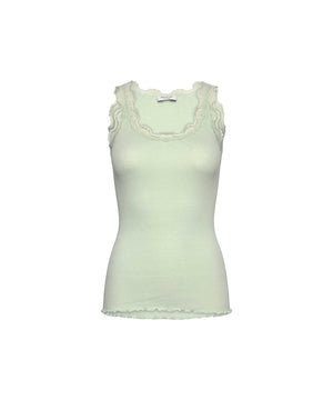 Babette - Silk SL U-neck Lace Top - 046 green lily