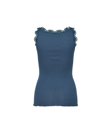 Babette - Top Regular W/Vintage Lace - 094 Dark Denim