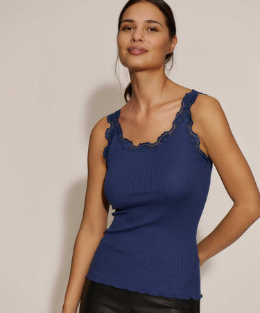 Babette - Silk Top w/lace - 094 Dark Denim