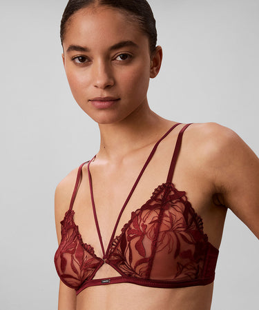 CK Black Floral Lace - Unlined Triangle - 4GJ Established Red