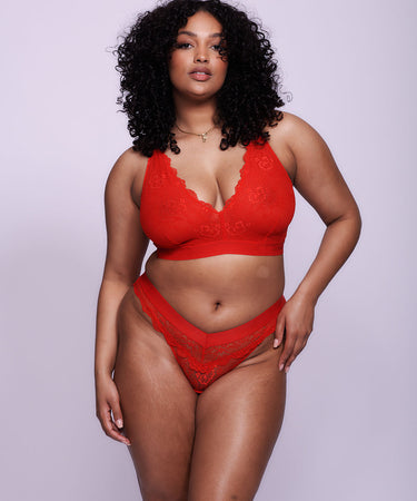 Lace - Picot Lace Fuller Cup Bra - Red