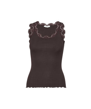 Silk - Top Regular W/Vintage Lace - 774 DARK ESPRESSO