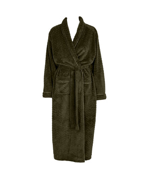 Filipa - Fleece Robe Long - 376 DEEP GREEN
