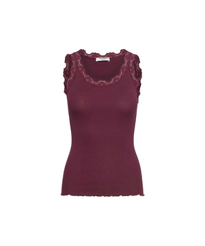 Silk - Top Regular W/Vintage Lace - 028 TAWNY PORT