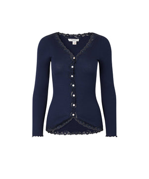 Silk - Cardigan Regular Ls W/Rev Vin - 135 NAVY