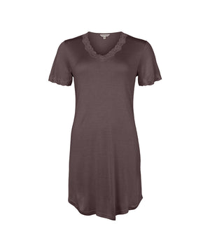 Silk Jersey - Nightgown W/Sleeve - 190 COFFEE BEAN