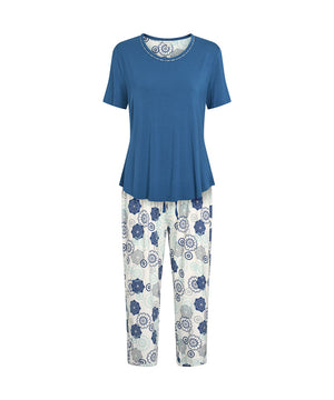 Bambus Homewear - Short-sleeve Pyjamas - 655 BLUE/GREY FLORAL