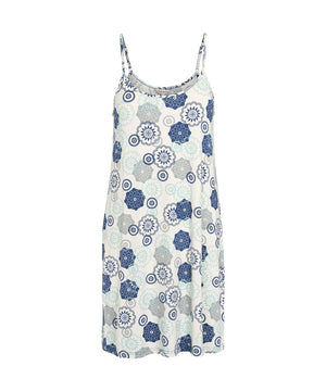Bambus Homewear - Spaghetti Nightslip Dress - 655 BLUE/GREY FLORAL