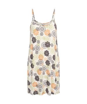 Bambus Homewear - Spaghetti Nightslip Dress - 649 MOCCA/KIWI FLORAL
