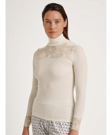 Silky Wool Glam - Top long-sleeve - 904 CHARM CREAM