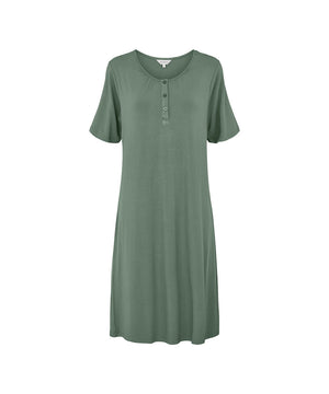 Bamboo - Long nightdress, short sleeve - 352 ARMY