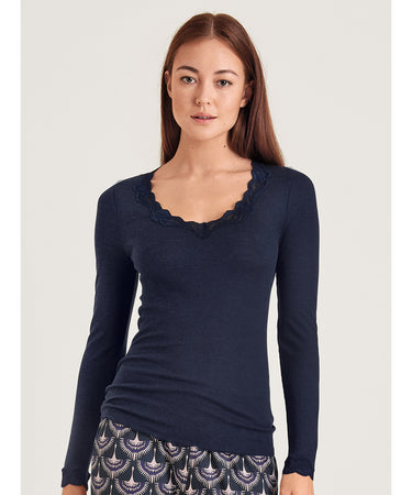 Richesse Lace - Top long-sleeve - 389 ECLIPSE BLUE