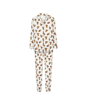 Cotton - Flannel Pyjamas - 1071 WINE TEDDY