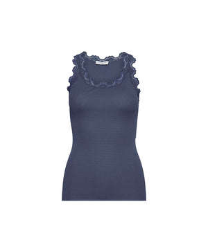 Silk - Top Regular W/Vintage Lace - 183 TRUE NAVY