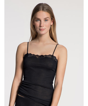 Richesse Lace - Spaghetti top - 996 BLACK