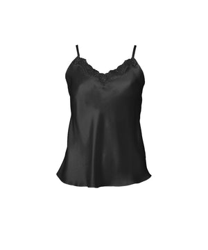 Pure Silk - Camisole W. Lace - 02 BLACK