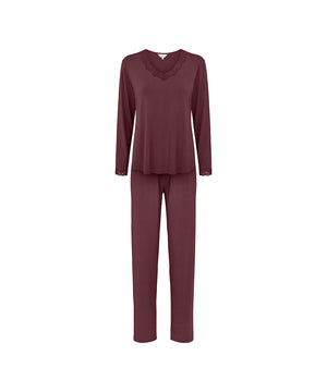 Bamboo - long sleeve pyjamas with lace - 221 PLUM