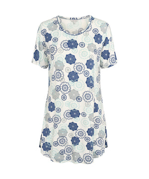 Bambus Homewear - Short-sleeve Nightdress - 655 BLUE/GREY FLORAL