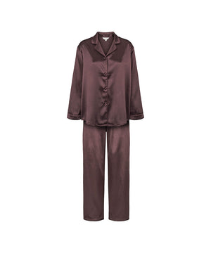 Satin - Long Sleeve Pyjamas - 190 COFFEE BEAN
