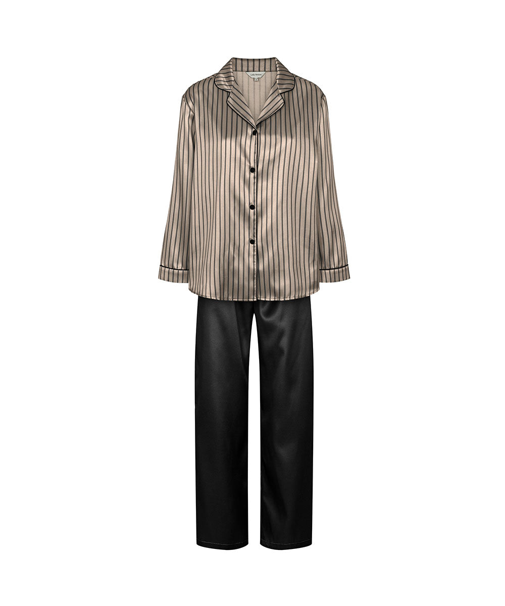 Moon Pyjamas Satin - Long Sleeve Pyjamas - 1091 BLACK/MOON – Wunderwear