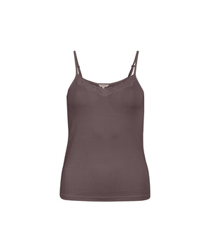 Silk Jersey - Camisole W/Lace - 190 COFFEE BEAN