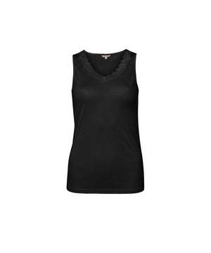 Silk Jersey - Top W/Lace - 02 BLACK