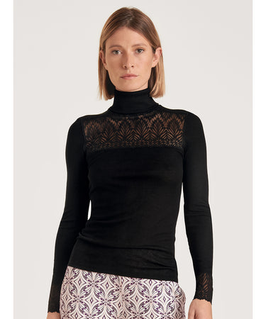 Silky Wool Glam - Top long-sleeve - 996 BLACK