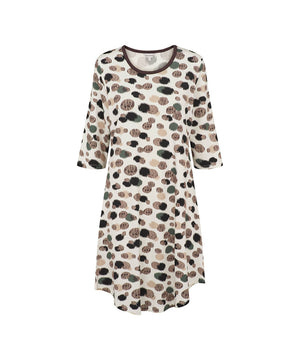 Bamboo - Sleeve Nightdress - 1051 COFFEE/SAND CIRCLES
