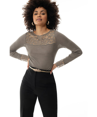 Wool Love - T-Shirt Long Sleeve - 90 DEEP TAUPE