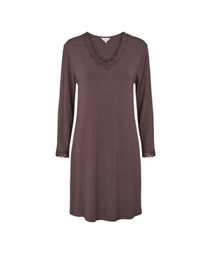 Bamboo - Long Sleeve Nightdress - 190 COFFEE BEAN