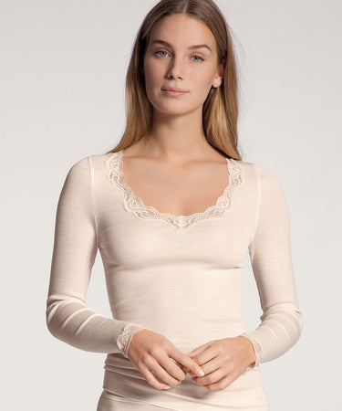 Richesse Lace - Top long-sleeve - 090 LIGHT IVORY