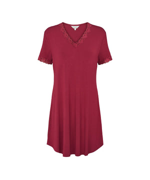 Bamboo Homewear - Bamboo Short Sleeve Nightdress - 194 RUBY RED