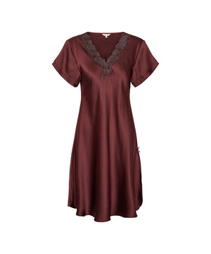 Pure Silk - Nightgown w.lace, short sleeve - 231 PORT ROYALE