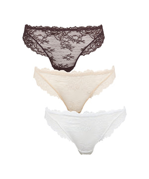 Lace - String 3-pack - 044 DARK BROWN