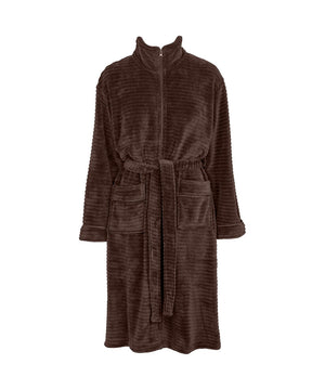 Fine - Fleece Robe W Zipper - 037 COFFEE BEAN