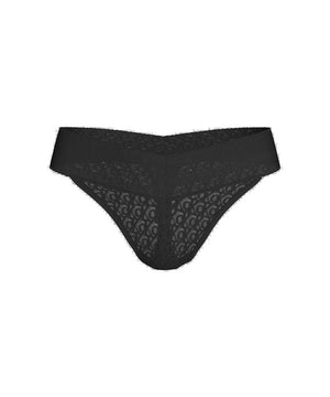 Logo Lace Trim - Thong - UB1 BLACK