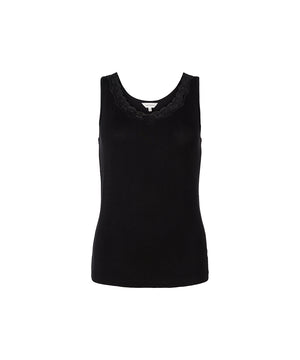 Bamboo Underwear - Tank Top With Lace - 02 BLACK