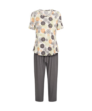 Bambus Homewear - Short-sleeve Pyjamas - 649 MOCCA/KIWI FLORAL