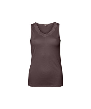 Silk Jersey - Top W/Lace - 190 COFFEE BEAN