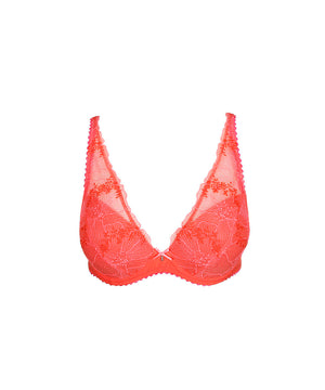 SOLENE - Padded Plunge Bra - PMS Pamplemousse