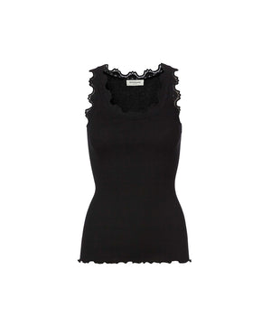 Babette - Silk Top w/lace - 010 BLACK