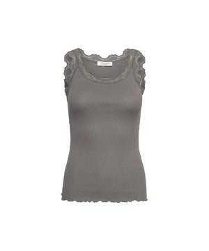 Babette - Silk Top w/lace - 165 BLUEBERRY MELANGE