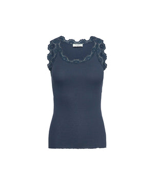 Babette - Silk Top w/lace - 819 INSIGNIA BLUE