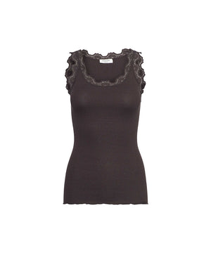 Babette - Silk Top w/lace - 169 GANACHE